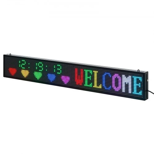 Koduva Programuojama LED iškaba VEVOR P10, lankstus skaitmeninis slenkantis ekranas, pilnų spalvų, 131 x 19 cm