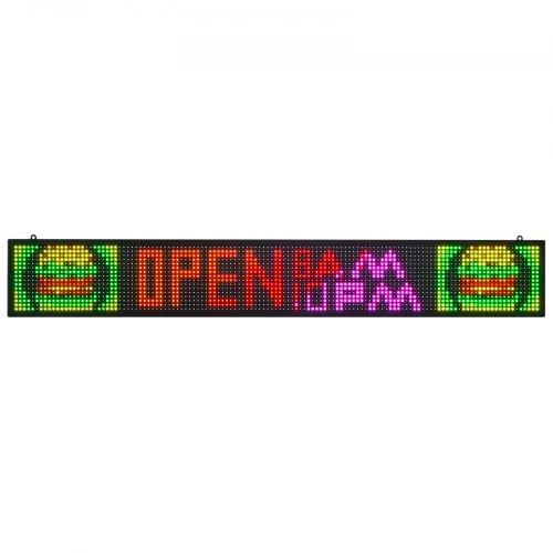 Koduva Programuojama LED iškaba VEVOR P10, lankstus skaitmeninis slenkantis ekranas, pilnų spalvų, 131 x 19 cm