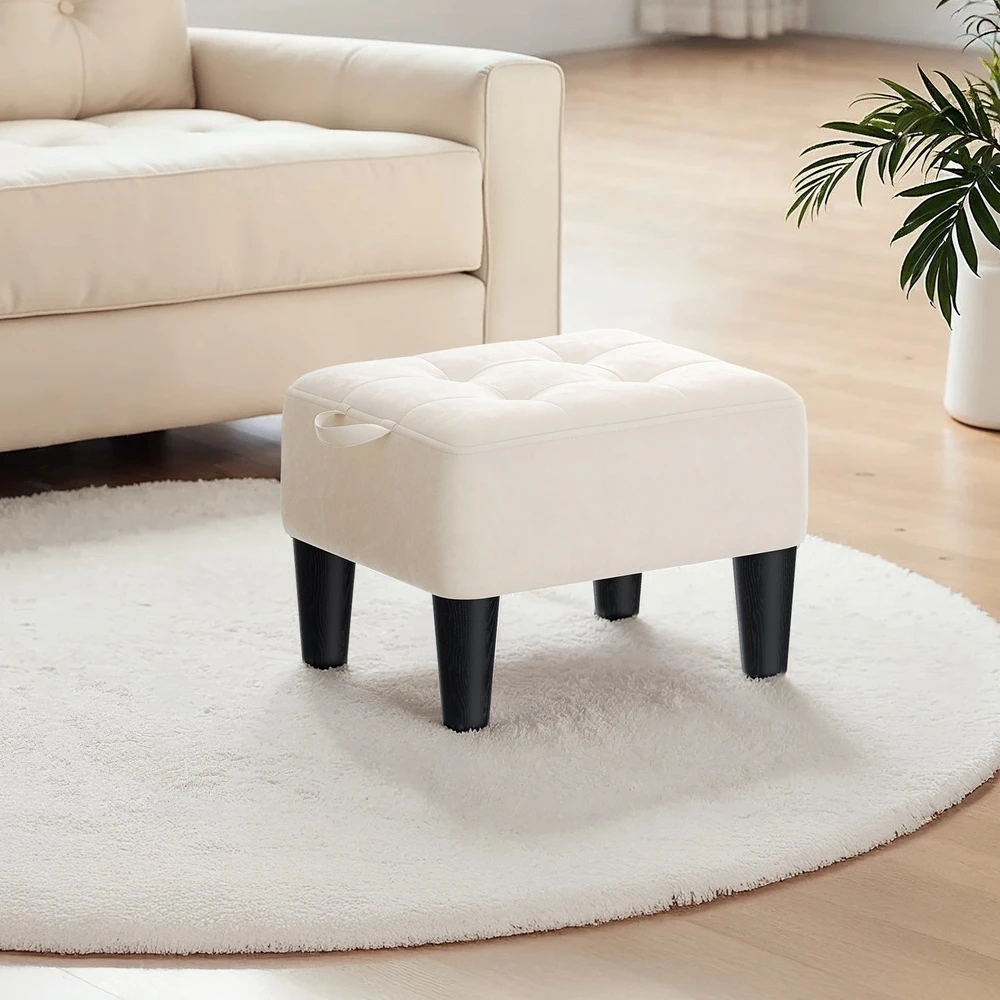 Koduva Pufas kojoms su aksominiu paviršiumi, 40 x 32 x 26 cm, beige-juodas, iki 150 kg
