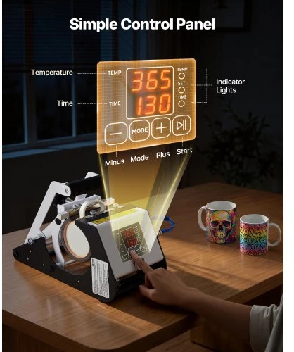 Koduva Puodelių termopresas VEVOR TLK2730OZ-S, 444 ml, juoda ir balta