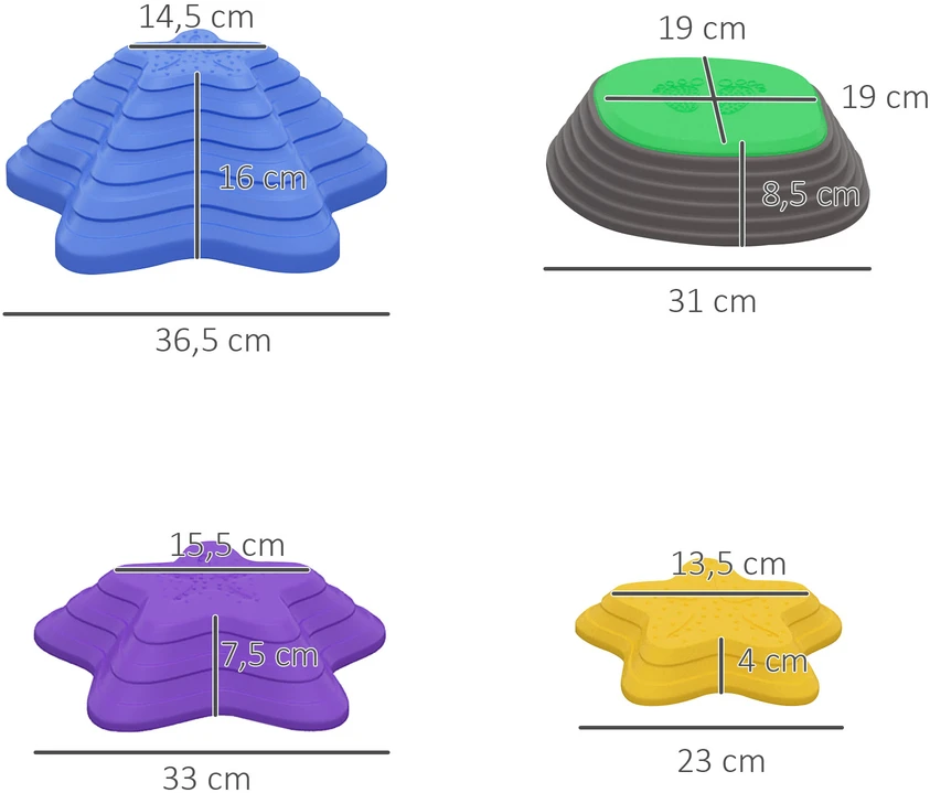 Koduva Pusiausvyros akmenėlių rinkinys vaikams, 5 vnt., daugiaspalvis, 80 kg, žvaigždės formos