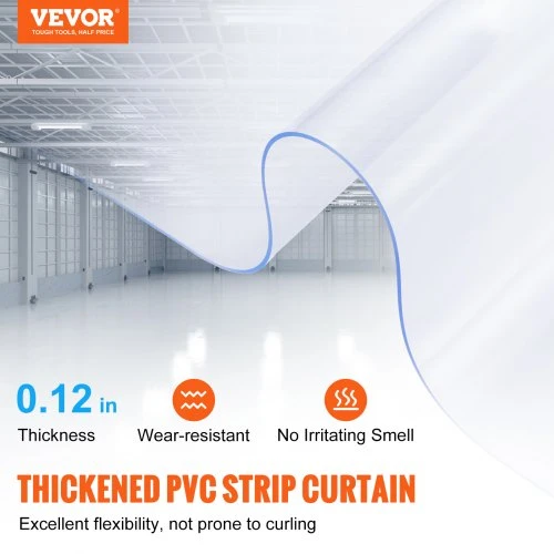 VEVOR PVC juostinė užuolaida, skaidri, 2500 x 30,5 cm, 3 mm