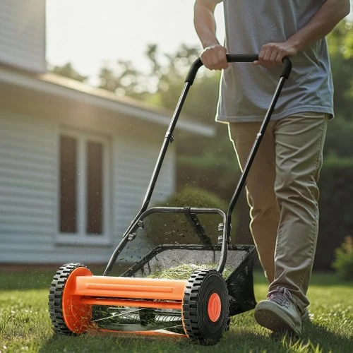 Koduva Rankinė cilindrinė vejapjovė VEVOR HS-GT1601D, 40 cm, 5 peilių, su žolės surinkimo krepšiu