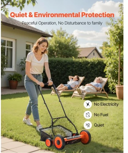 Koduva Rankinė cilindrinė vejapjovė VEVOR, 45 cm, 5 peiliai, su žolės surinkimo krepšiu