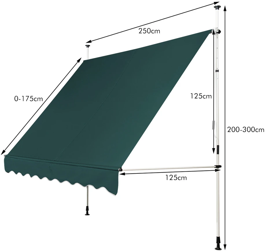 Promotion Rankinis ištraukiamas markizės 250cm žalia