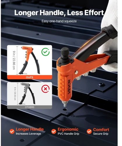 VEVOR Rankinis kniedveržlių įrankio rinkinys DY-607, 230 mm, oranžinis / juodas, 89 dalių