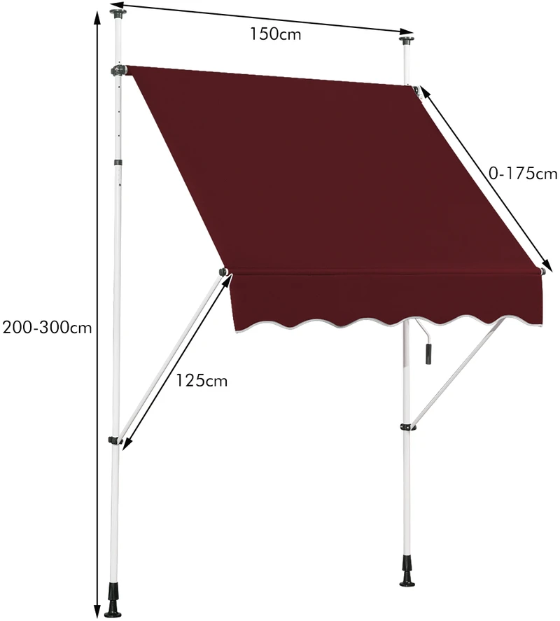 Promotion Rankinis reguliuojamas markizė 150x125 cm raudona
