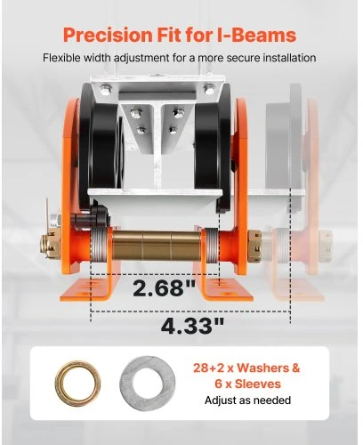 VEVOR Rankinis vežimėlis elektriniam keltuvui, 998 kg, 6,8-11 cm, 1T-H