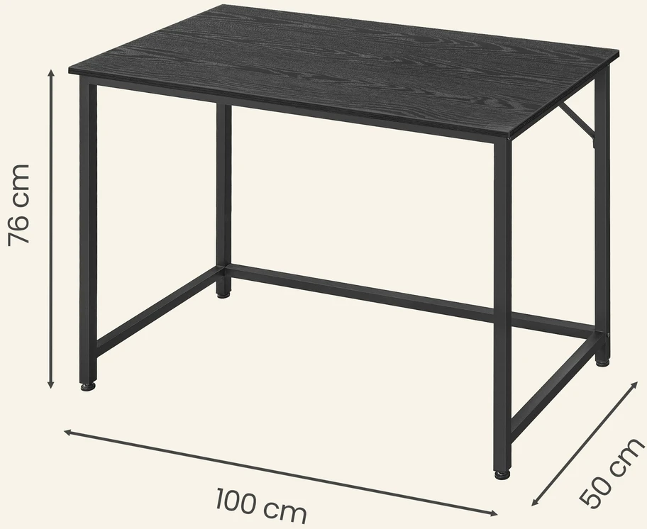 Koduva Rašomasis stalas 100 x 50 x 76 cm, juodas, iš medžio drožlių plokštės ir plieno