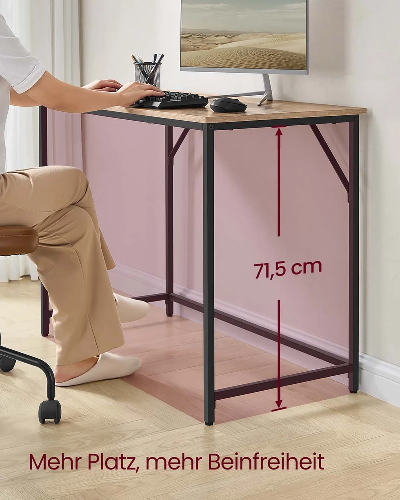 Songmics Rašomasis stalas, 100 x 50 x 76 cm, medžio drožlių plokštė ir plienas, camel rudos–juodos spalvos