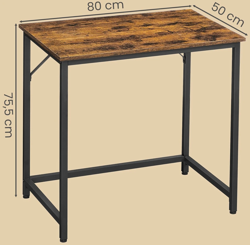 Koduva Rašomasis stalas, 80 x 50 x 75 cm, medžio drožlių plokštė ir plienas, ruda-juoda