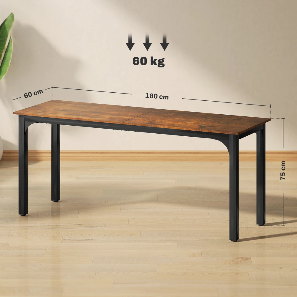 Aosom Rašomasis stalas, kompiuterio stalas, rustikalaus dizaino, rudas, 180 x 60 x 75 cm