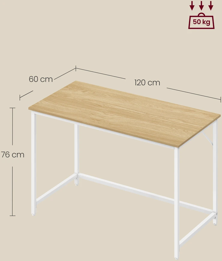 Koduva Rašomasis stalas su metaliniu rėmu, 60 x 120 x 76 cm, medžio drožlių plokštė ir plienas