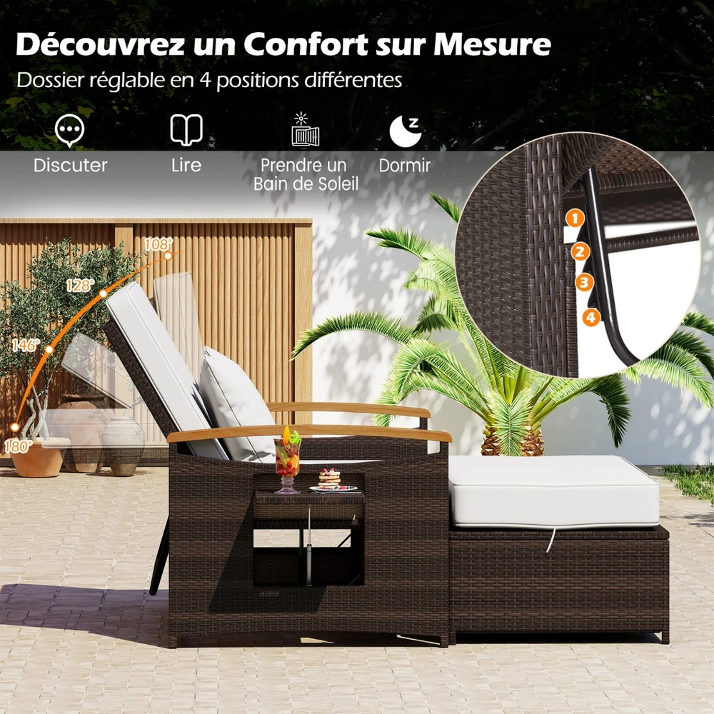 Promotion Rataninė 2 vietų sofa su pufu ir saugykla, balta