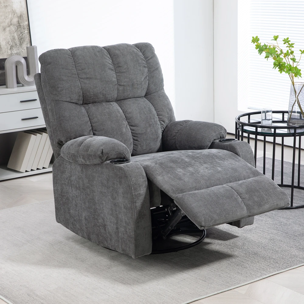 Aosom Recliner armchair su pakoja, sukamas, tamsiai pilkas, 150 kg, 88 x 96 x 108 cm