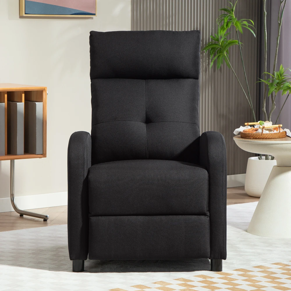Aosom Recliner chair su atlošimo funkcija, ištraukiama kojų atrama, kišeninių spyruoklių blokas, juoda, iki 150 kg