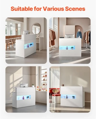 Koduva Registratūros stalas VEVOR, MDF, baltas, 120 x 48 x 100 cm