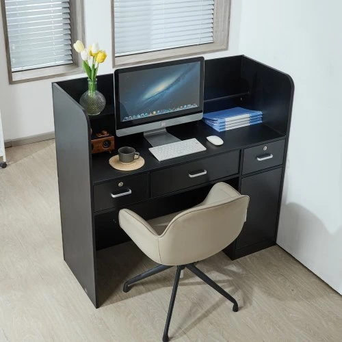 Koduva Registratūros stalas VEVOR, MDF, juodas, 120 x 48 x 110 cm