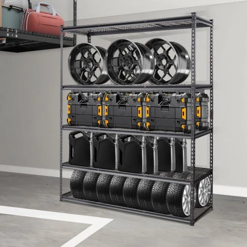 Koduva Reguliuojama 5 aukštų metalinė lentyna VEVOR, juoda, 152 x 61 x 198 cm, iki 907 kg
