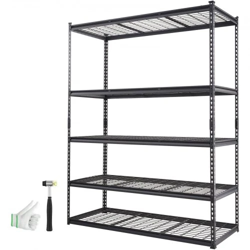Koduva Reguliuojama 5 aukštų metalinė lentyna VEVOR, juoda, 152 x 61 x 198 cm, iki 907 kg