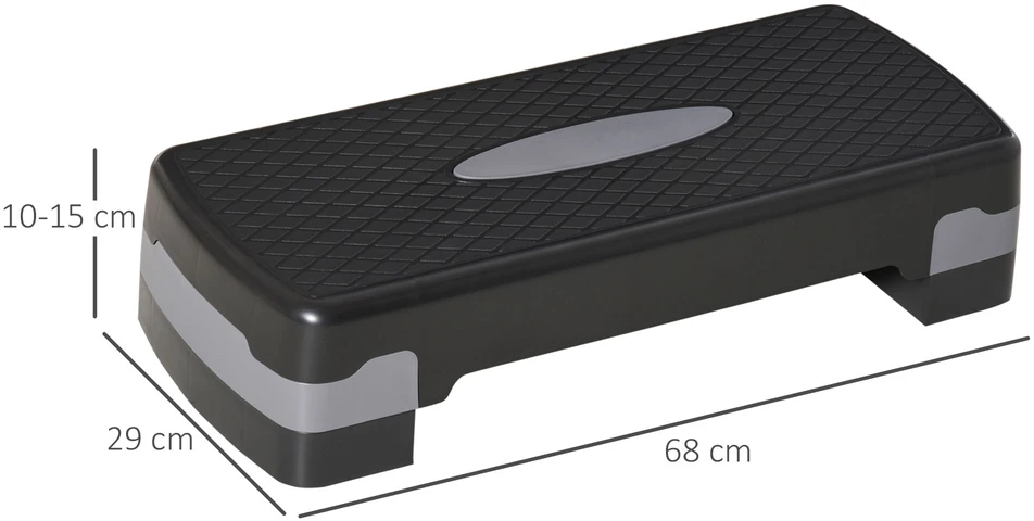 Aosom Reguliuojama aerobikos platforma, 10 arba 15 cm, juoda ir pilka, iki 150 kg