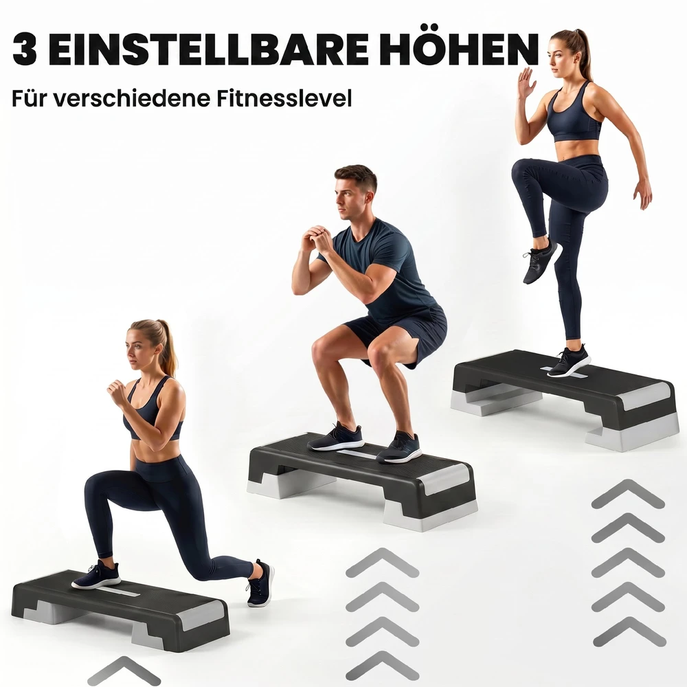 Aosom Reguliuojama aerobinė step platforma, 100 x 38 cm, juoda+pilka