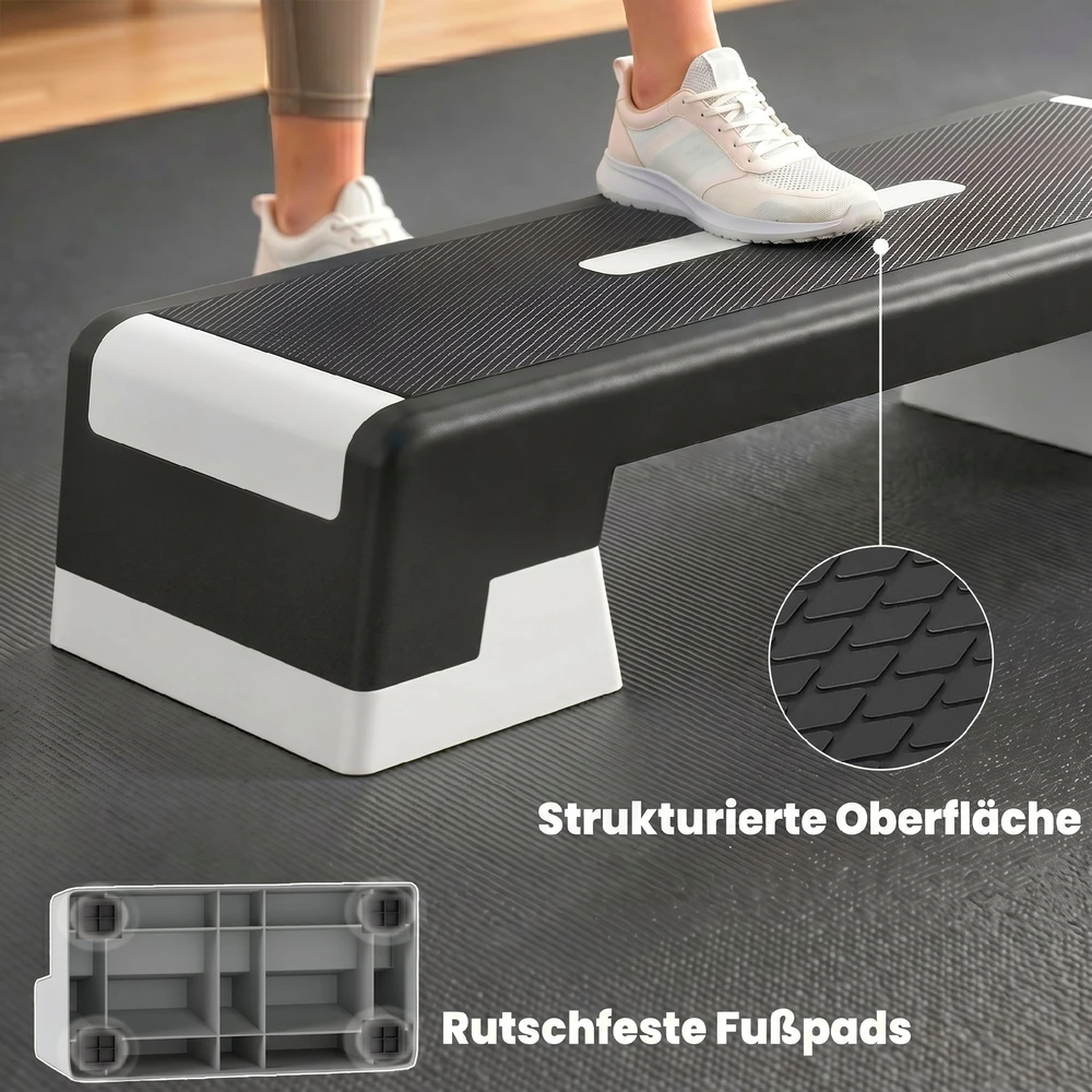 Aosom Reguliuojama aerobinė step platforma, 100 x 38 cm, juoda+pilka