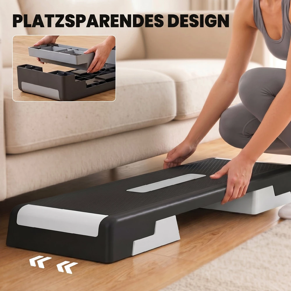 Aosom Reguliuojama aerobinė step platforma, 100 x 38 cm, juoda+pilka