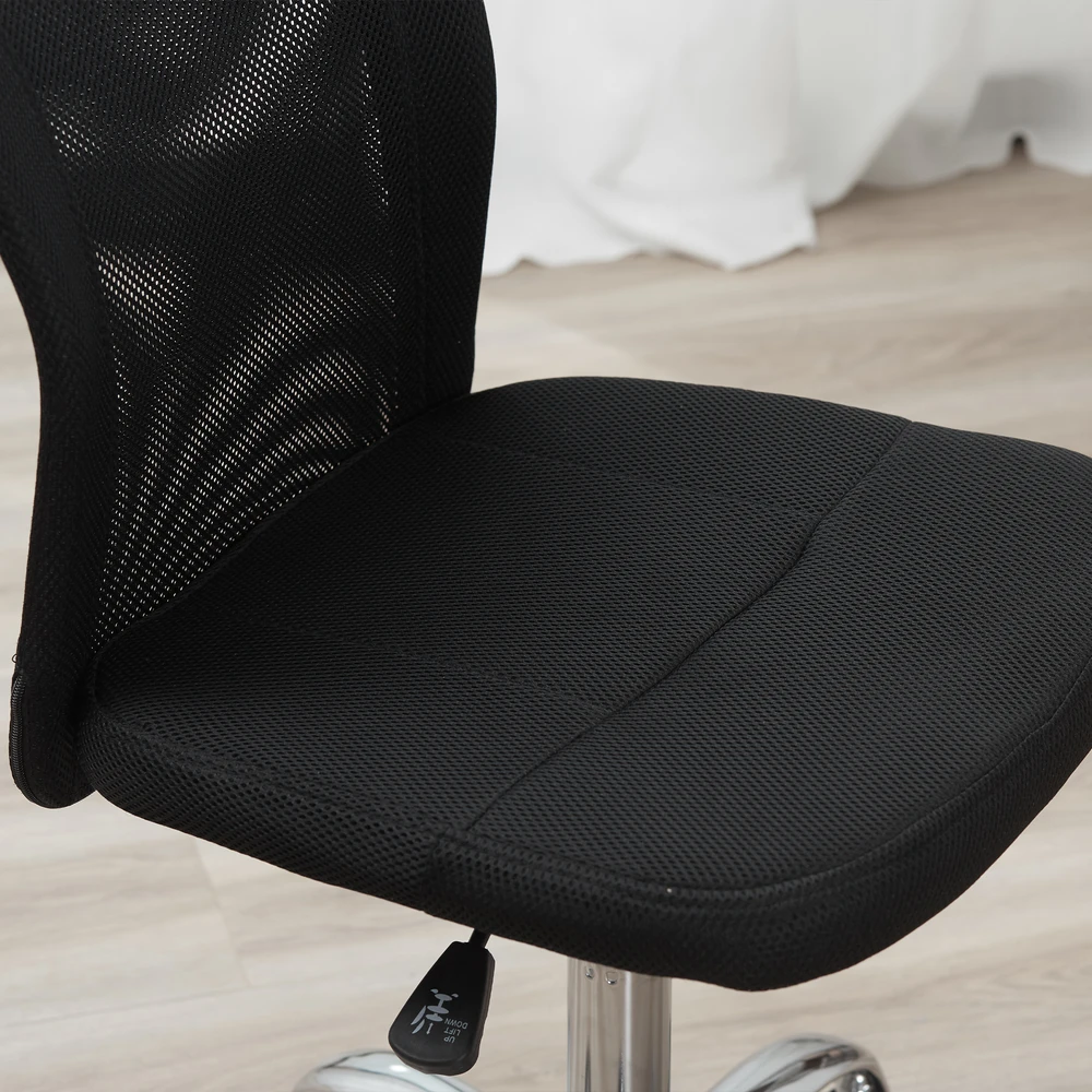 Aosom Reguliuojama biuro kėdė be porankių, tinklinis atlošas, juoda, 90–100 cm