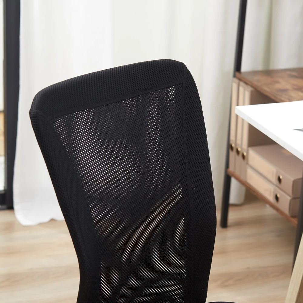 Aosom Reguliuojama biuro kėdė be porankių, tinklinis atlošas, juoda, 90–100 cm