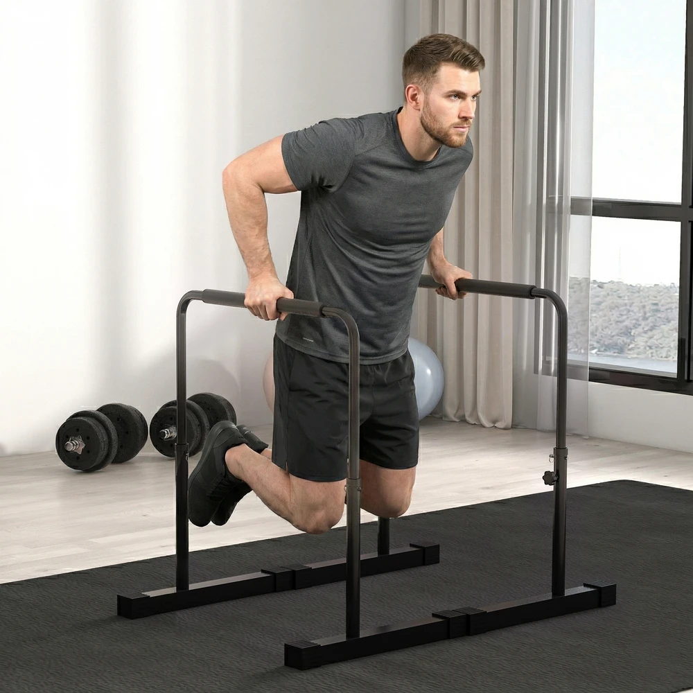 Aosom Reguliuojama dip stotis, 80-105 cm, plienas, juoda, iki 120 kg