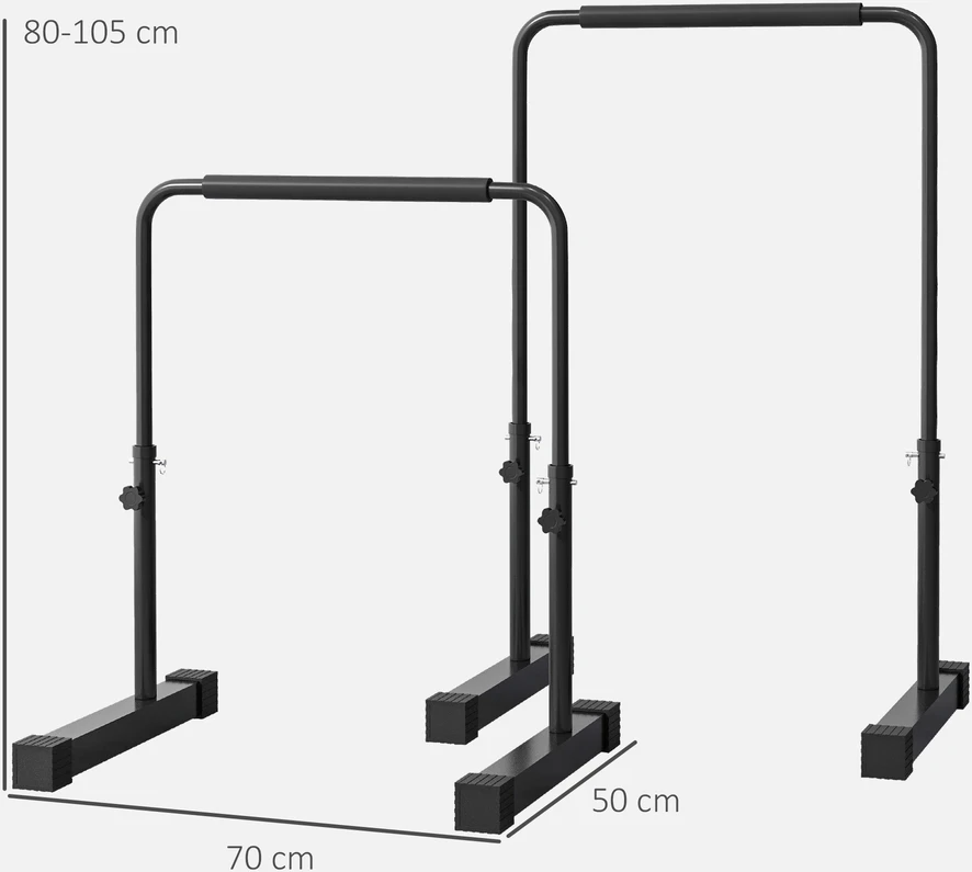Aosom Reguliuojama dip stotis, 80-105 cm, plienas, juoda, iki 120 kg