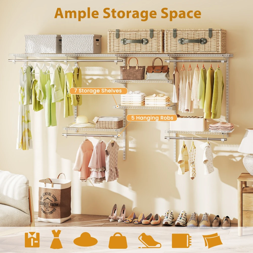 Promotion Reguliuojama metalinė lentynų sistema 122-244cm balta RTJZ10353WH