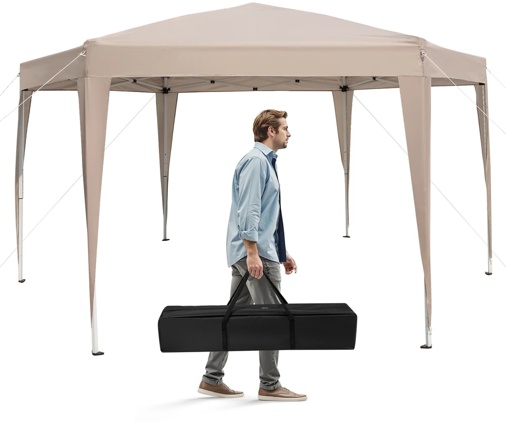 Promotion Reguliuojama šešiakampė palapinė 400x348cm khaki