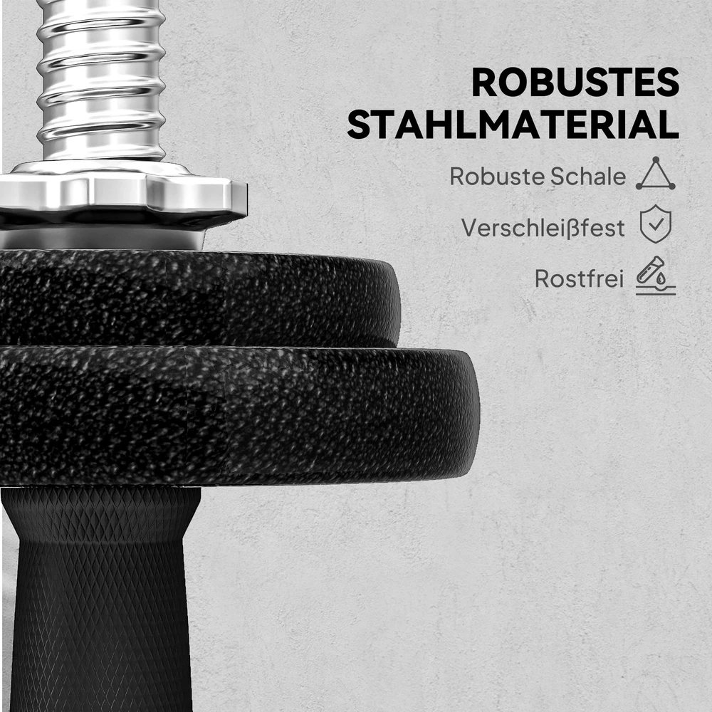 Aosom Reguliuojamas hantelių ir štangos komplektas, 20 kg, pilkas, plienas