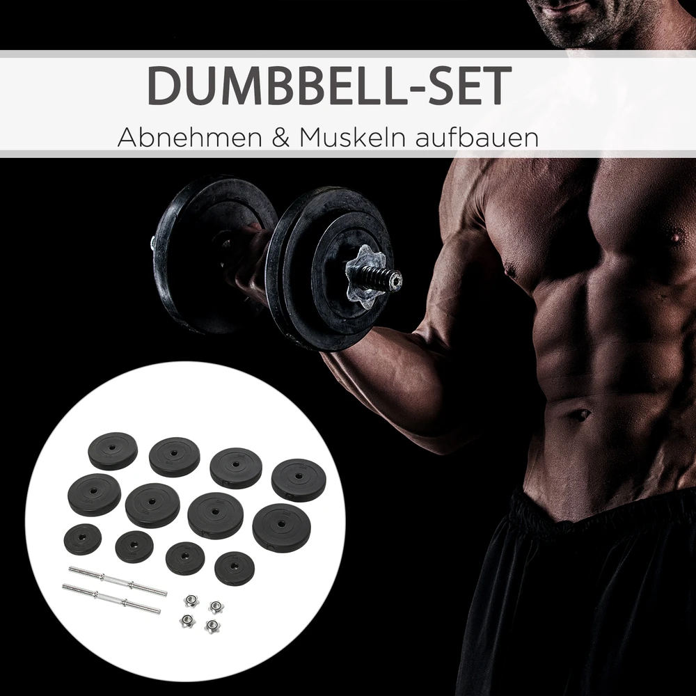 Aosom Reguliuojamas hantelių rinkinys, juodas, 50 kg