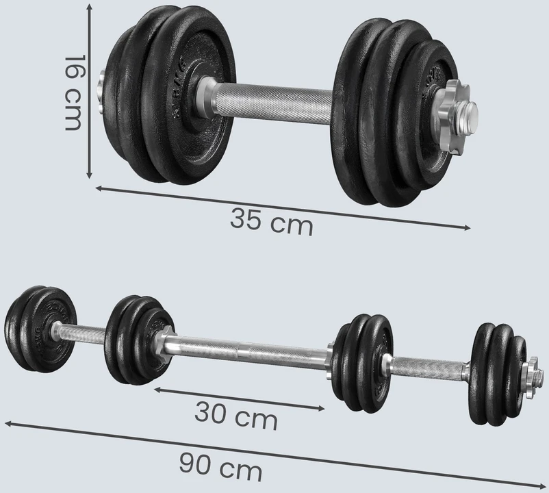 Koduva Reguliuojamas hantelių rinkinys, 2 x 15 kg, ketaus, juodas, su jungiamuoju vamzdžiu