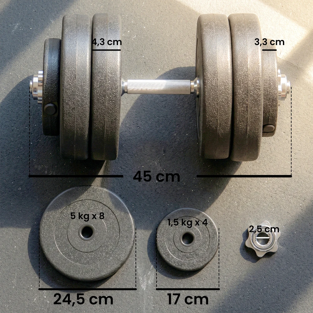 Aosom Reguliuojamas hantelių rinkinys, juodas, 50 kg