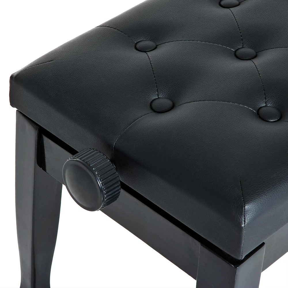 Aosom Reguliuojamas pianino suolelis, juodas, 64 x 35 x 45-55 cm