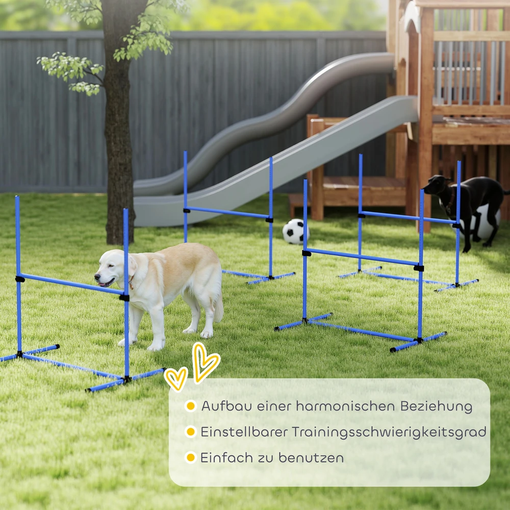Aosom Reguliuojamas šunų agility rinkinys, 4 dalių, mėlynas, 99 x 65 x 94 cm