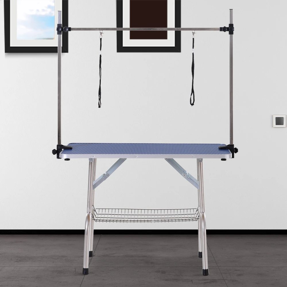 Aosom Reguliuojamas šunų priežiūros stalas, sulankstomas, mėlynas, 107 x 60 x 170 cm