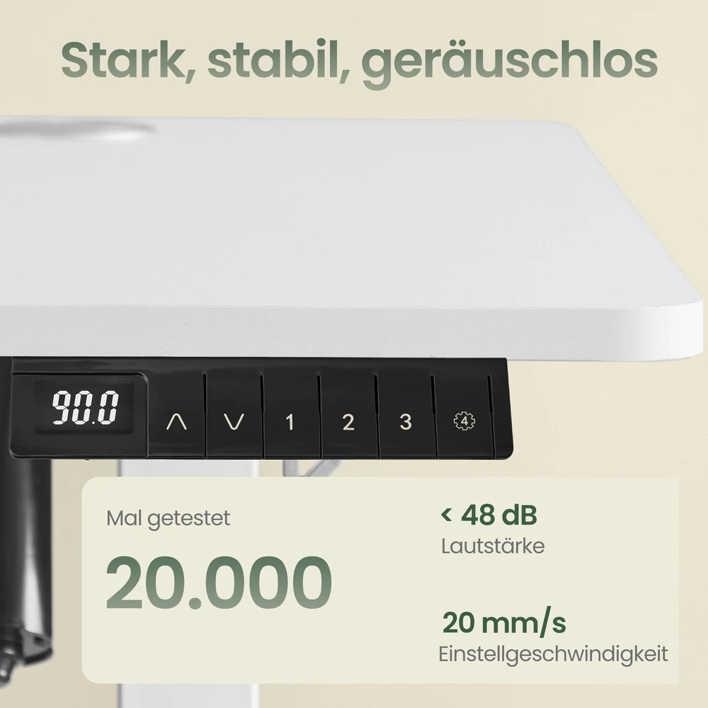 Koduva Reguliuojamo aukščio darbo stalas 160 x 70 cm, elektrinis, su 4 aukščių atmintimi, baltai pilkas