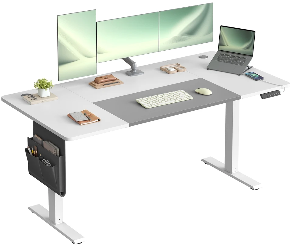 Koduva Reguliuojamo aukščio darbo stalas 160 x 70 cm, elektrinis, su 4 aukščių atmintimi, baltai pilkas