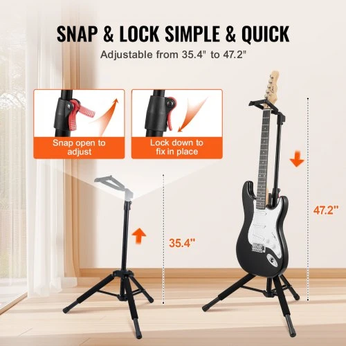VEVOR Reguliuojamo aukščio gitaros stovas, sulankstomas, 90-120 cm