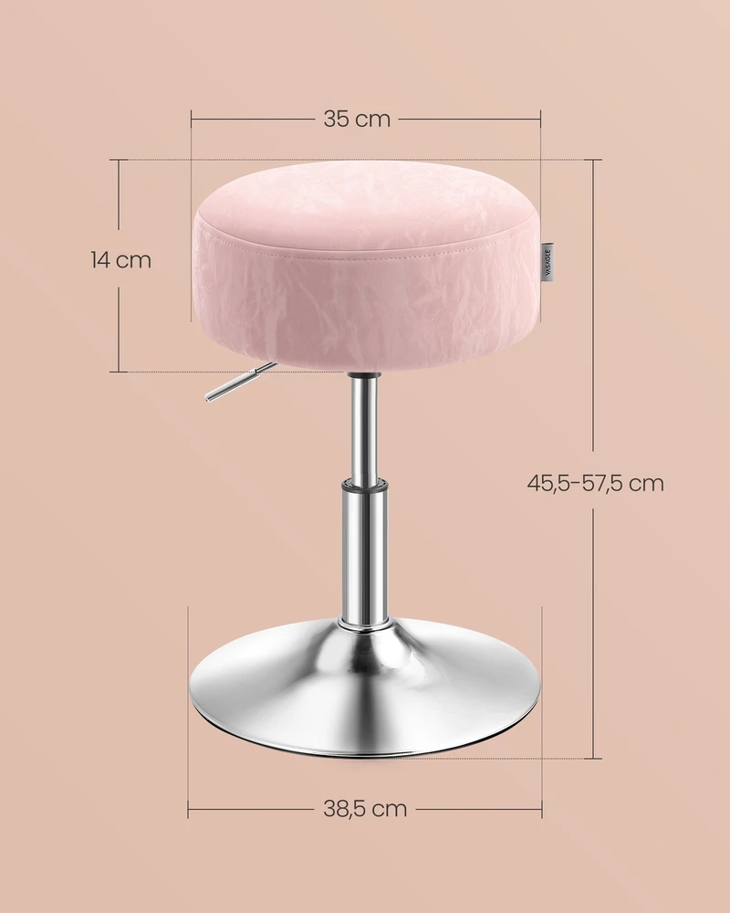Koduva Reguliuojamo aukščio kėdutė iš PU, pastelės rožinė, 38 cm, 44–60 cm