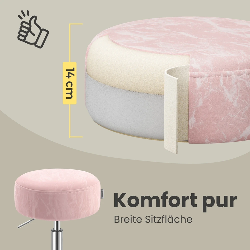 Koduva Reguliuojamo aukščio kėdutė iš PU, pastelės rožinė, 38 cm, 44–60 cm