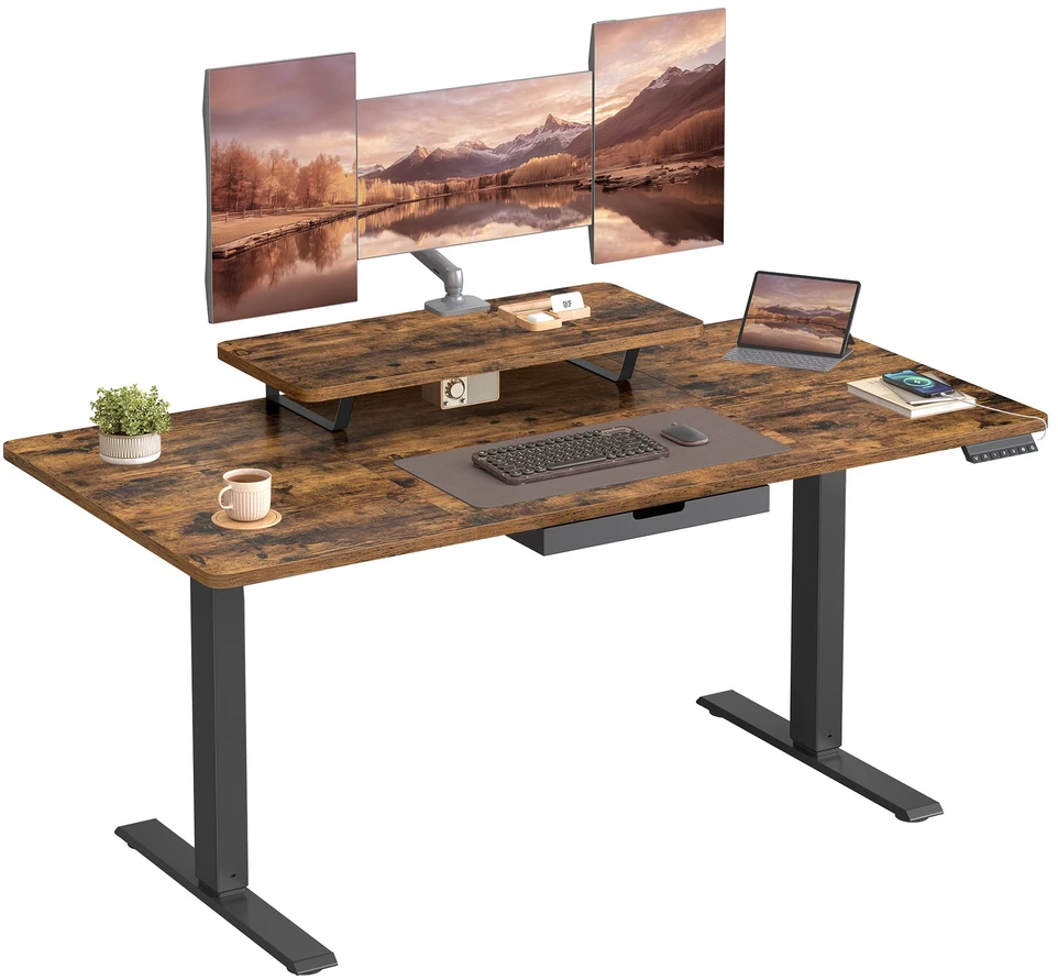 Koduva Reguliuojamo aukščio rašomasis stalas 140 x 70 cm, su monitoriaus stovu, stalčiumi
