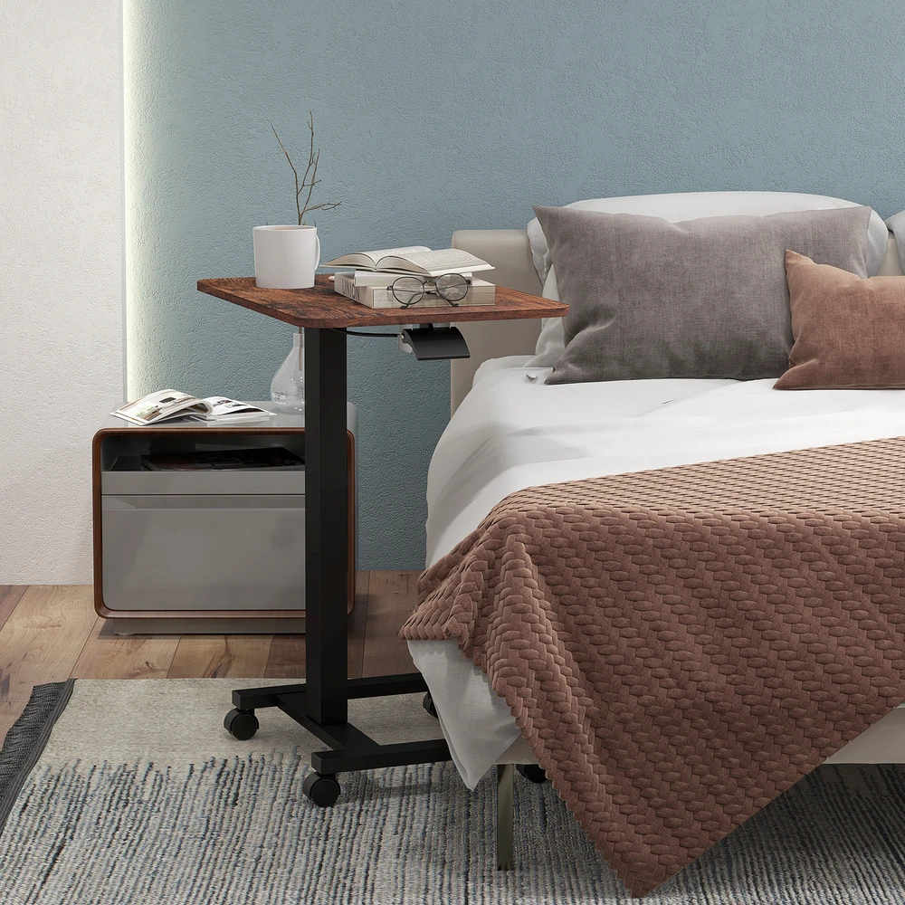 Aosom Reguliuojamo aukščio stovimas stalas su ratukais, 65 x 48 x 68-108 cm, ruda + juoda
