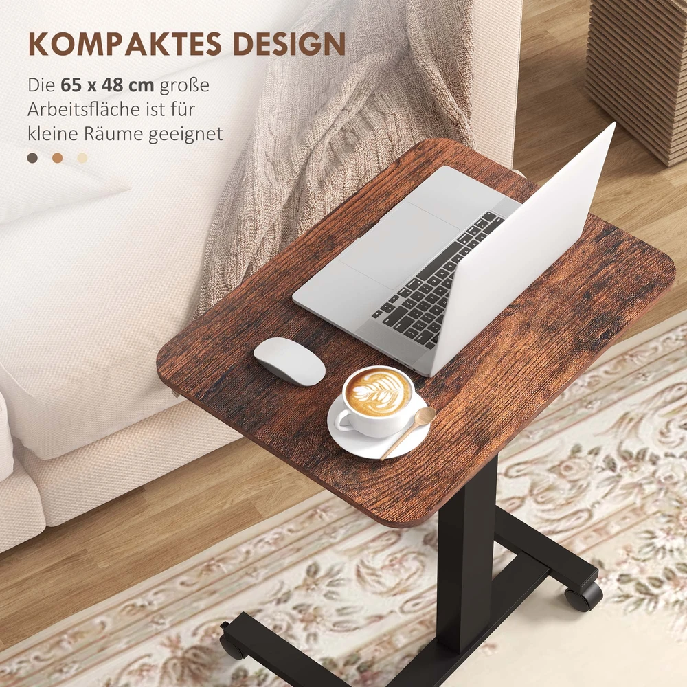 Aosom Reguliuojamo aukščio stovimas stalas su ratukais, 65 x 48 x 68-108 cm, ruda + juoda