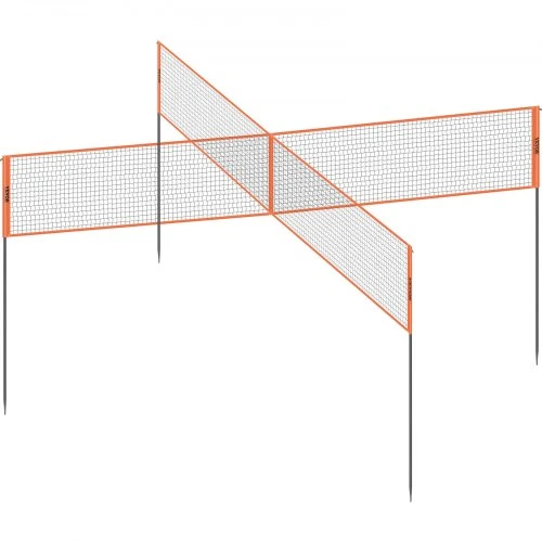 VEVOR Reguliuojamo aukščio tinklinio ir badmintono tinklo rinkinys JH-205, oranžinis, su nešiojimo krepšiu